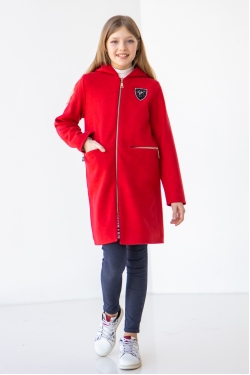 Красное демисезонное пальто для девочки